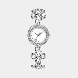 Silver watch with decorative elements on a white background