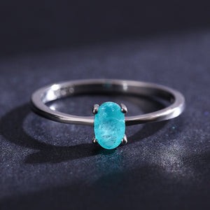 Minimalist Oval Solitaire Gemstone Band Ring