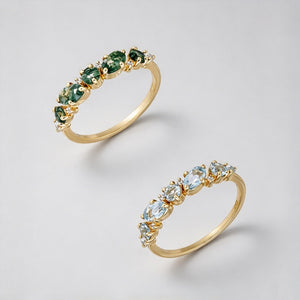 Classic Five Symmetrical Gemstone Band Ring