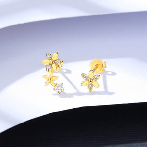 Mismatch Floral Climber Crawler Stud Earrings