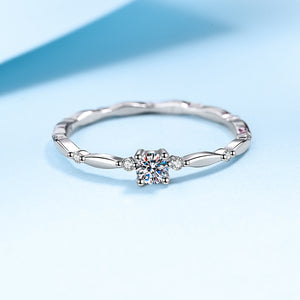 Tiny Moissanite Stacking Wavy Thin Band Ring