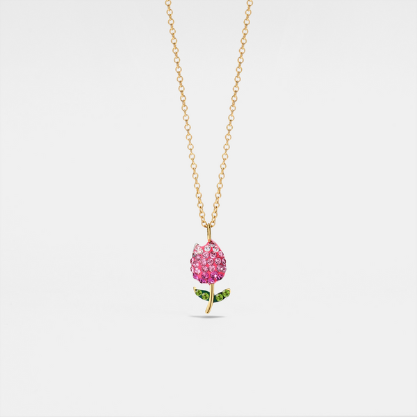 Dainty Pink Tulip Flower Necklace