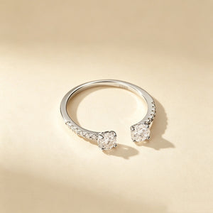 Double Round Moissanite Pave Stacking Ring