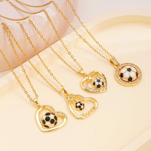 Heart Infinity Football Pendant Necklace