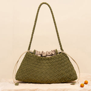 Matte Handwoven Leather Shoulder Handbag