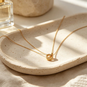 Interlocking Mini Ring Double Chain Necklace