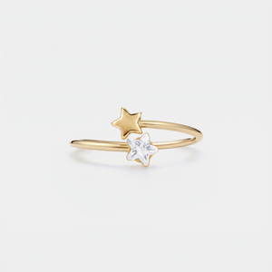 Dainty Double Star Stacking Bypass Ring