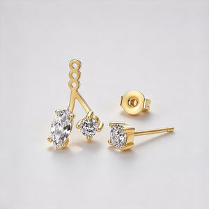 Marquise Round Moissanite Ear Jacket Earrings