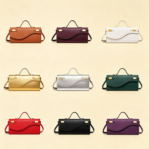 Wave Flap Crossgrain Leather Clutch Handbag