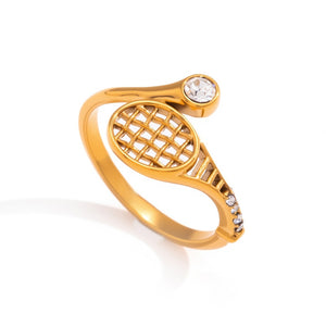 Sparkle CZ Tennis Racket Open Bypass Ring