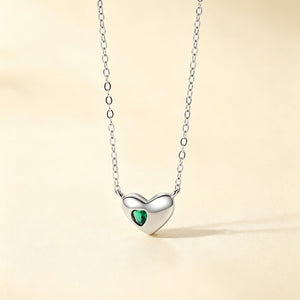 Minimalist Green Heart Stone Charm Necklace