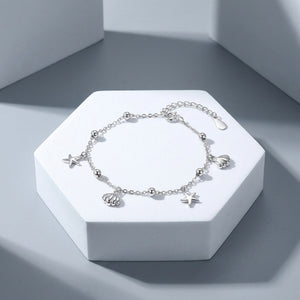 Starfish Seashell Charm Bead Station Bracelet