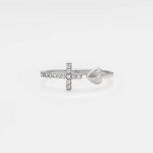 Cross Heart Faith Love Symbol Stacking Ring