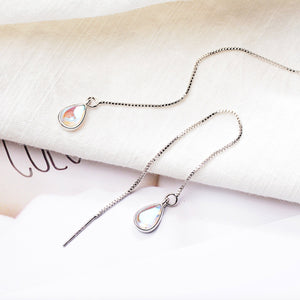 Teardrop Moonstone Drop Threader Earrings