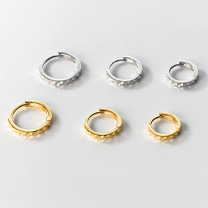 Diamond Cut Textured Huggie Hoop Earrings