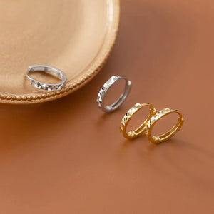 Diamond Cut Textured Huggie Hoop Earrings