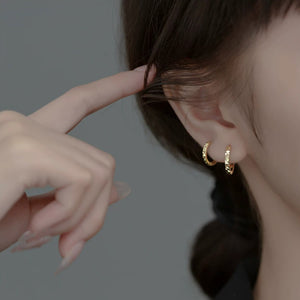 Diamond Cut Textured Huggie Hoop Earrings