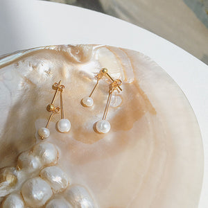 Pearl Dangle Drop Stud Wedding Earrings