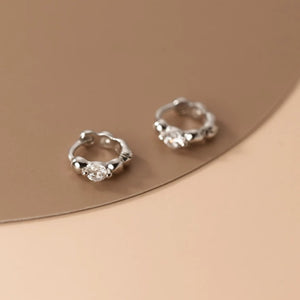 Tiny Round CZ Beaded Huggie Hoop Earrings