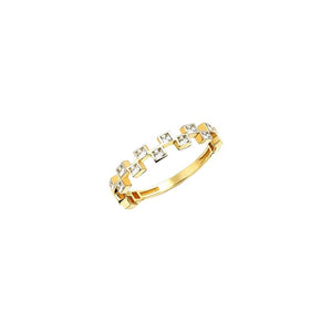 Classic Square Cube Staggered CZ Band Ring