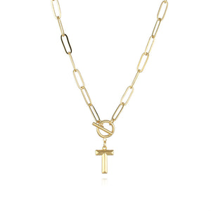 Gold Initial Letter Pendant Necklace