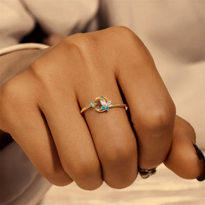 Butterfly Moon Star CZ Adjustable Open Ring