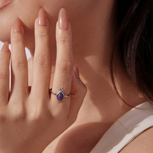 Oval Amethyst Cabochon Snake Stacking Ring