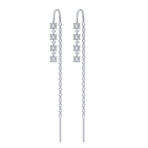 Tiny Star Moon Colorful CZ Threader Earrings
