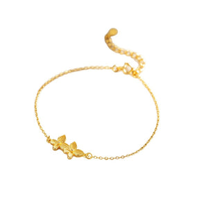 Dual Textured Butterfly Charm Chain Bracelet