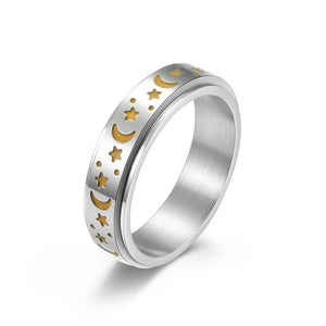 Luminous Moon Star Fidget Spinner Ring