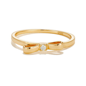 Minimalist Moissanite Accent Bow Band Ring