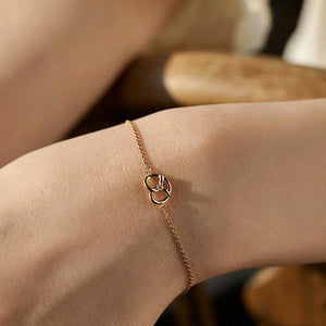 Pretzel Knot CZ Accent Charm Chain Bracelet