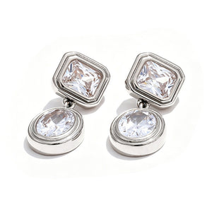 Geometric Bezel Moissanite Drop Stud Earrings
