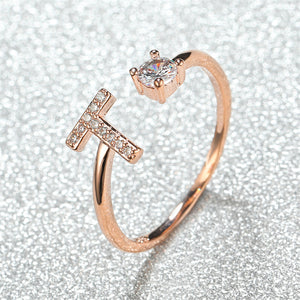 Initial Letter Adjustable Stacking Ring