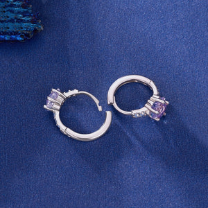 Dainty Purple Star Opal Huggie Hoop Earrings