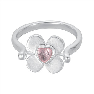 Colorful Heart CZ Reversible Clover Band Ring