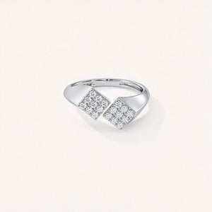 Geometric Square Pave CZ Bypass Open Ring