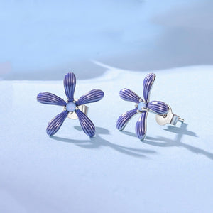 Purple Textured Daisy Opal Core Stud Earrings