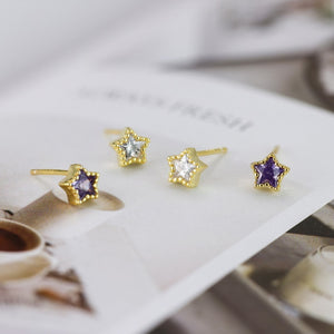 Celestial CZ Star Beaded  Frame Stud Earrings