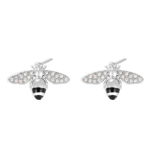Dainty Honeybee Pave CZ Insect Stud Earrings