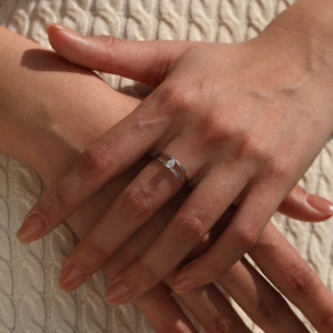 Dainty Pear Cut Moissanite Layered Band Ring