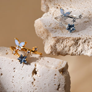 Sparkling Butterfly Star Stacking Bypass Ring