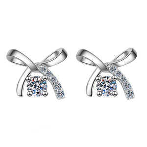 Moissanite Bow Pave Cartilage Stud Earrings