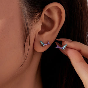 Gradient Ocean Whale Enamel Stud Earrings