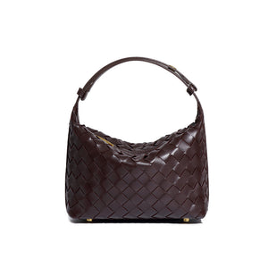 Convertible Woven Leather Hobo Handbag