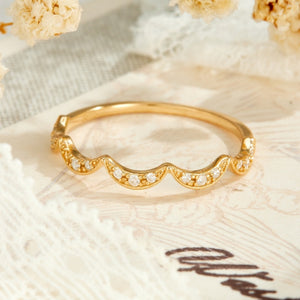 Tiny Moissanite Pave Wave Shaped Band Ring