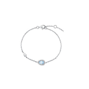 Dainty Blue Teardrop Halo Chain Bracelet