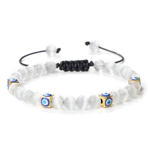 Evil Eye Ceramic Malachite Rope Bracelet