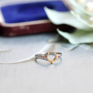 Dainty Two-Tone Horseshoe Crystal Band Ring