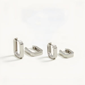 Chunky Rectangle Huggie Hoop Earrings